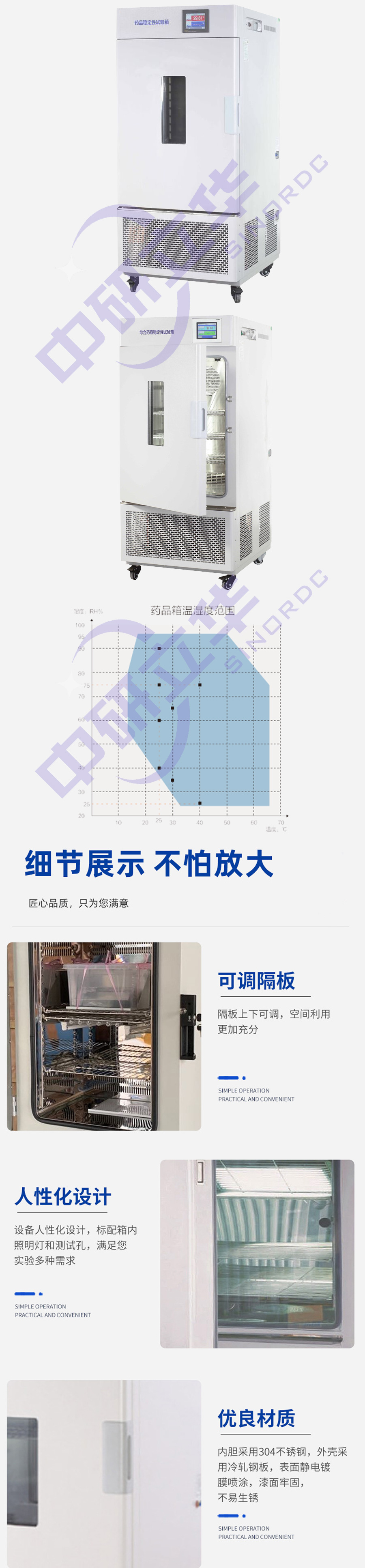 藥品穩(wěn)定性試驗箱及細節(jié)展示